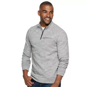 Marc Anthony Men's Slim-Fit Marled Quarter-Zip Pullover Large Gray